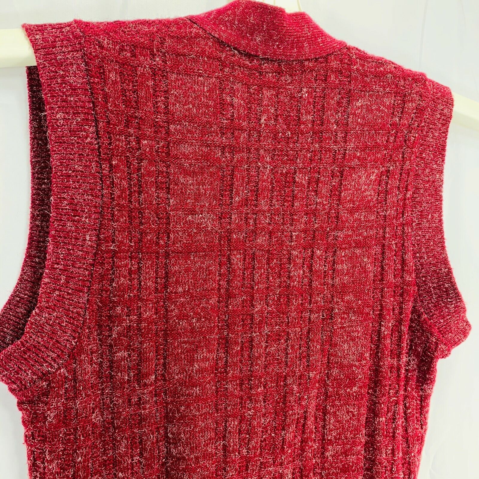 Vintage Mod Heather Red Cable Knit Cardigan - Men… - image 4