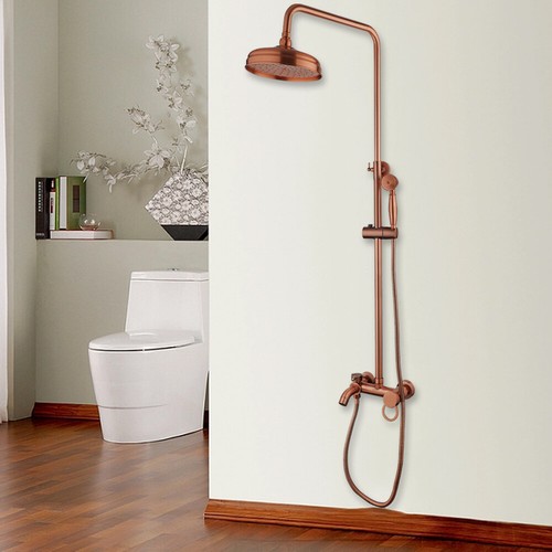 Antique Copper Bathroom Shower Rain Head Hand Shower Mixer Taps Faucet Set - Bild 9 von 9