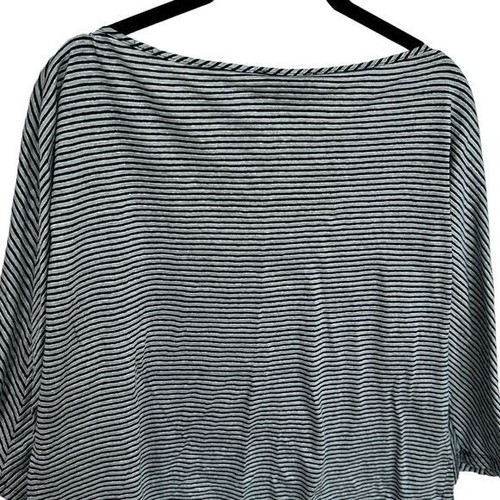 NWOT St. John Navy and Teal Striped Three Quarter Sleeve Linen Blend Top Size XL - Picture 4 of 8