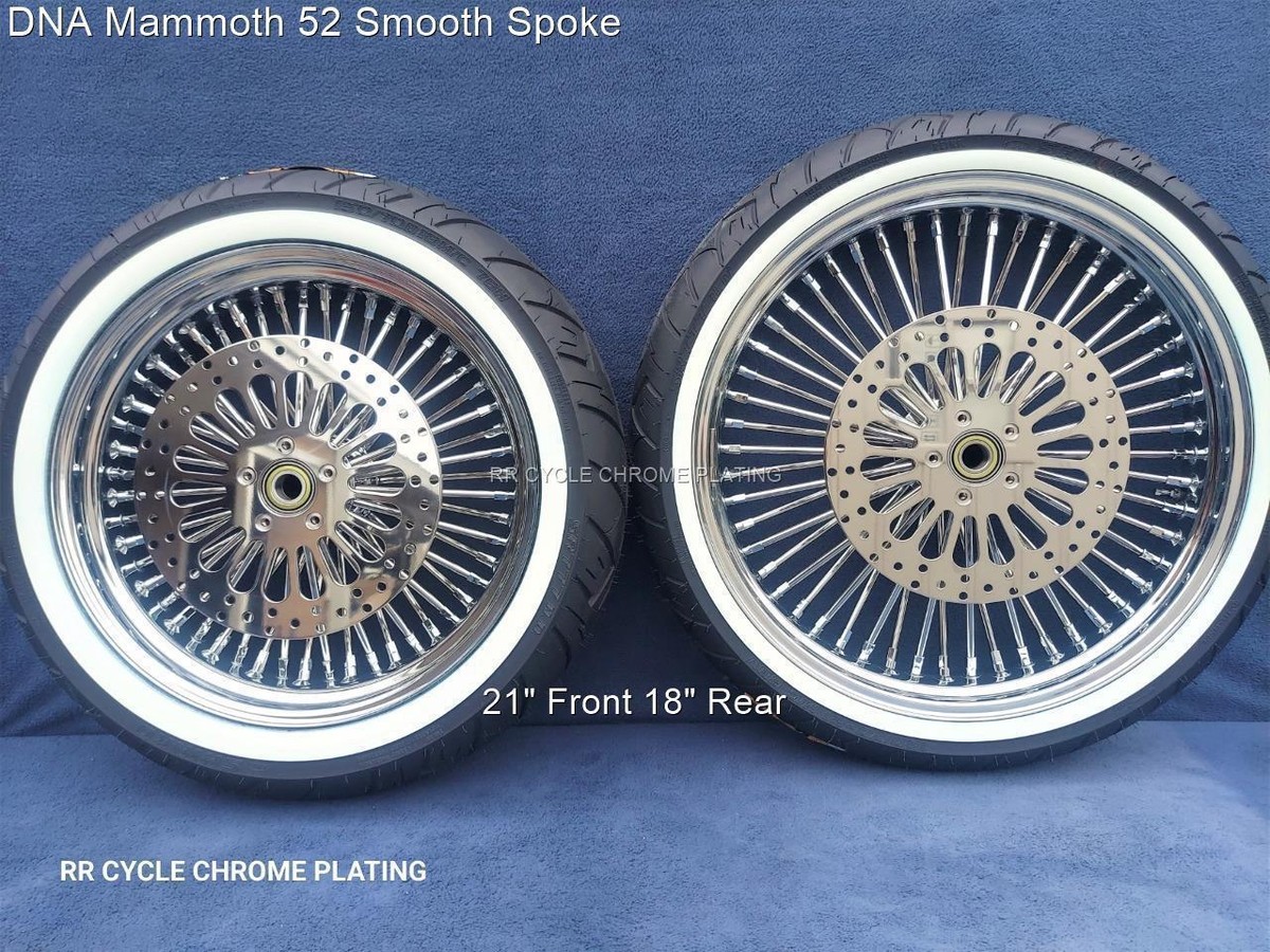 DNA Mammoth 52 Spoke Chrome Wheels 2 Rotors Pulley Tires Harley 08