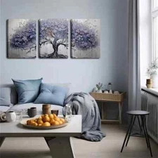 3pcs Blue-Purple Tree Design Abstract Perfect Wall Art Canvas Framed 50x70cm