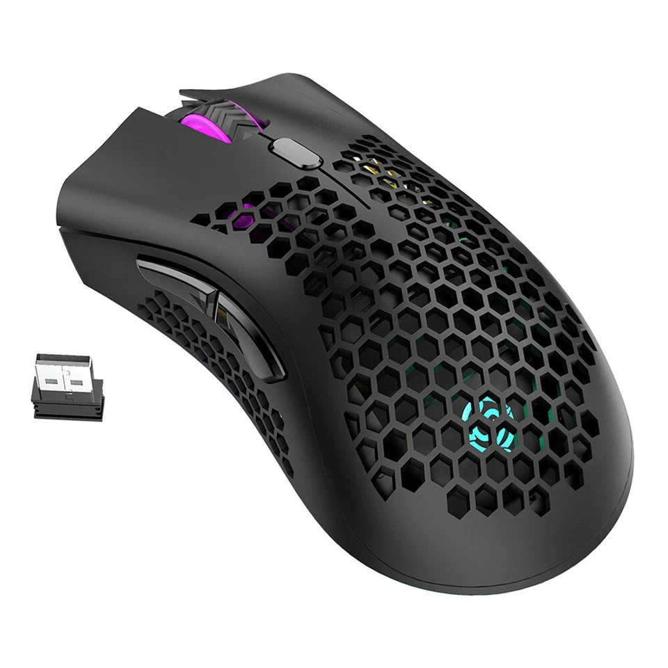 Black Wireless Gaming Mouse RGB Light LED Rechargeable Wireless For Laptop PC - Image 2 of 4