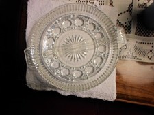 VINTAGE SERVING DISH MADE IN USA-7 1/2- ROUND CRYSTAL CUT NO LEAD 1970's NEW