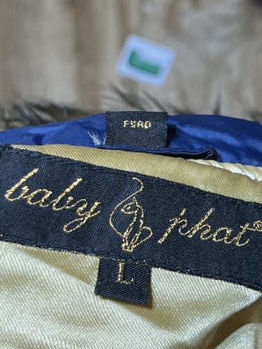 Vintage Baby Phat Puffer Down Jacket Fur Hood Blue Women Large Y2K Cat @Jrack - Picture 10 of 10
