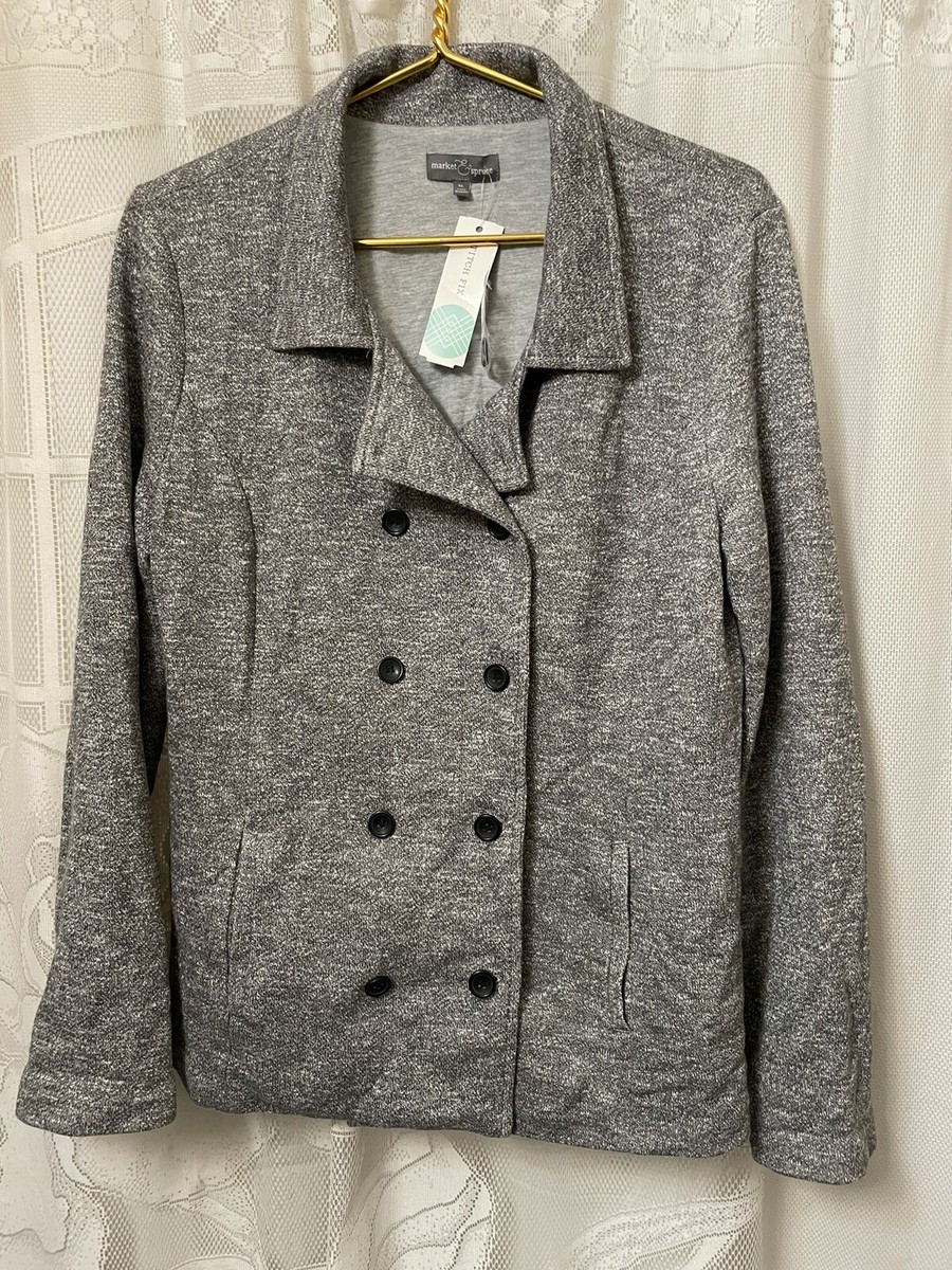 Market & Spruce Gray Double Breasted Button Coat Jacket SIZE XL