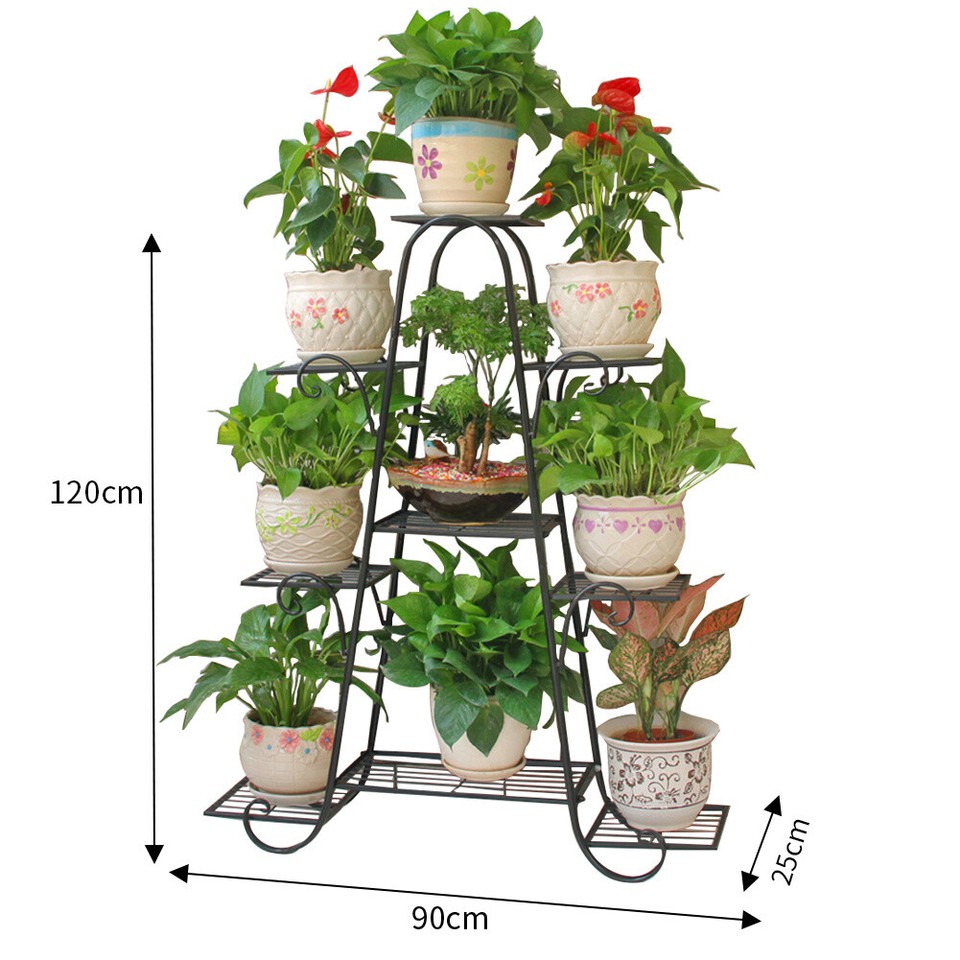 Metal/Wooden Plant Flower Stand Pot Open Display Shelf Outdoor Indoor ...