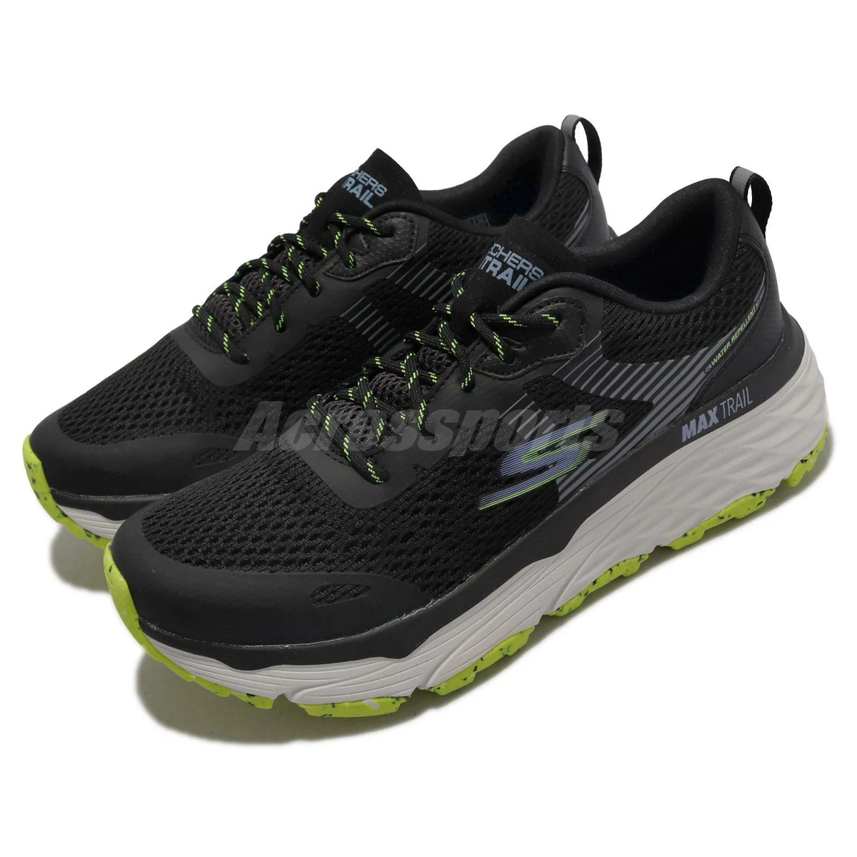 Skechers Max Cushioning Elite Trail Black Lime Women Running Shoes 129147 BKLM