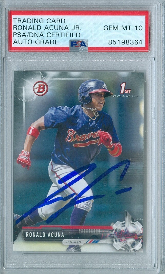 Ronald Acuna Jr 2017 Bowman 1st Rookie Card #BP127 PSA DNA Gem Mint 10 Auto