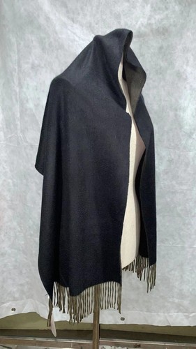100% SCOT PURE CASHMERE BLACK /SEAWEED 2 TONES 67x20" SHAWL /WRAP FREE SHIPPING - Picture 10 of 24