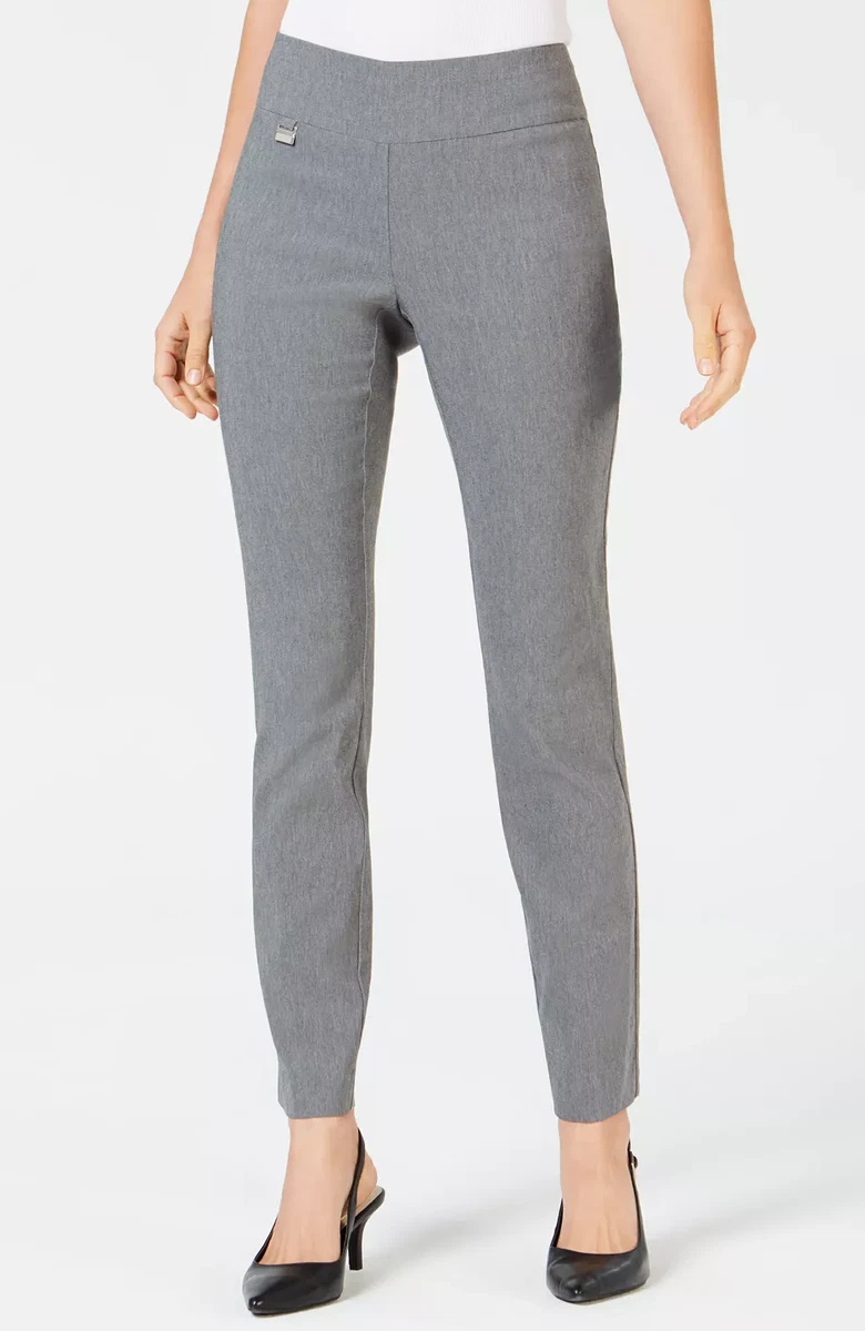 Alfani LIGHT HEATHER GREY Women s Tummy Control Skinny Pants US 12S