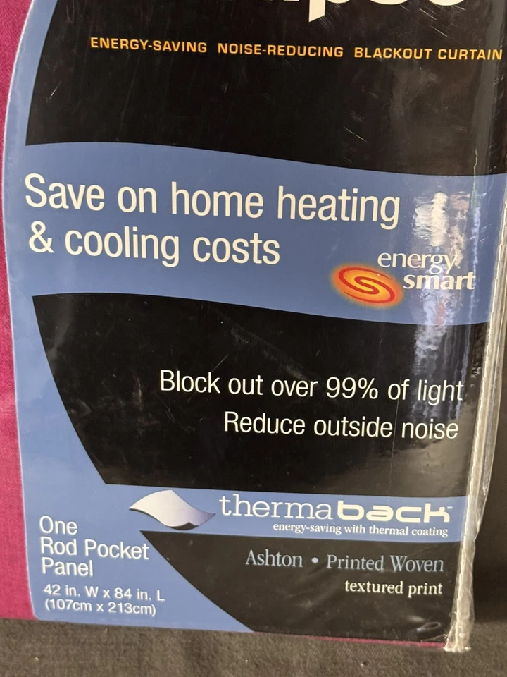 Eclipse Blackout Curtains 84” Long Therma Back Textured Woven Print Pink New - Image 4 of 4