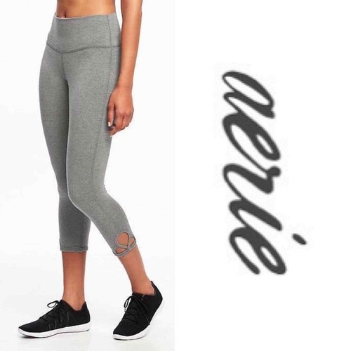 Aerie Cut Out Ankle Leggings Dark Grey 