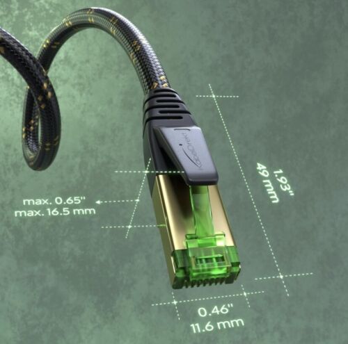 Cat 7 Ethernet Kabel superschnell dreifach geschirmt geflochten Internet Breitband LAN 1M - Bild 7 von 8