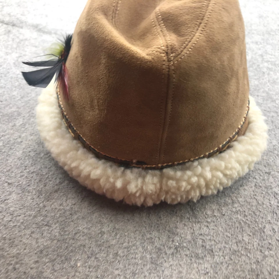 Sombrero de piel de ciervo vintage de gamuza de piel de oveja hecho en Unión EE. UU. pequeño Foto 3 de 4