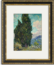 Ornate Antique Gold 16x20 Picture Frame with White Mat for 11x14 Photos