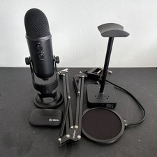 Blue Yeti Black USB Mic w/ Stand, Boom Arm, P...