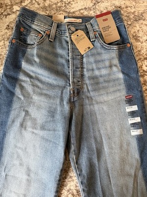 Levi's Ribcage High Rise Straight Ankle Jeans Light Wash Blue Women's