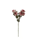 Dry Look Faux Silk Rustic Rose Flower and Leaf Stem 5 Heads 43cm/17in Pink