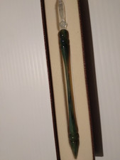 VINTAGE D.NORE MURANO GLASS PEN GREEN/CLEAR W/ ORIGINAL BOX
