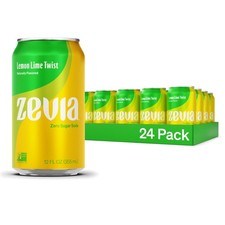 Zevia Zero Sugar Soda, Lemon Lime Twist, 12 oz Cans 24-Pack