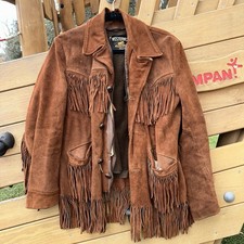 Vintage 70s Sears Western Wear Mens 36R Suede Fringe Jacket Cowboy Yellowstone