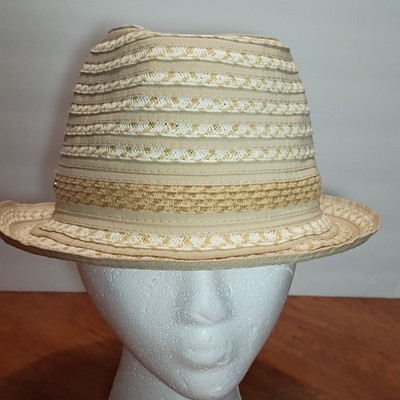 Calvin Klein Hat One Size Unisex Straw Beige Brown Panama / Bucket Style Hat