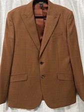 Express Slim Brown Notch Lapel Double-Vented Two-Button Blazer 40S