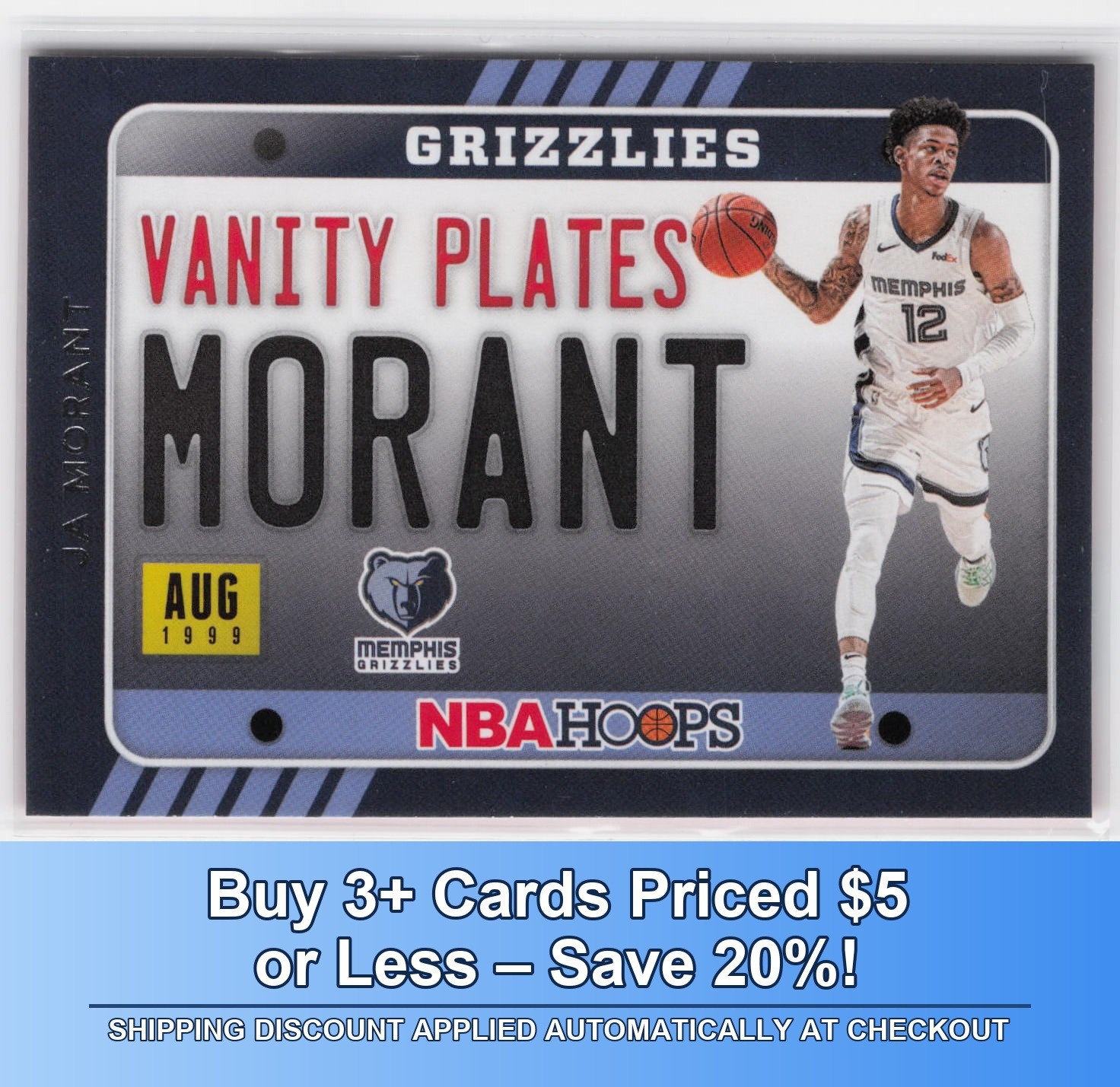 2020-21 Hoops Ja Morant #2 Vanity Plates Memphis Grizzlies