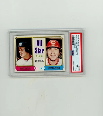 1974 Topps PSA 8 #331 All Star Catchers Fisk/ Bench Blazer/Just Graded - Image 1 of 2