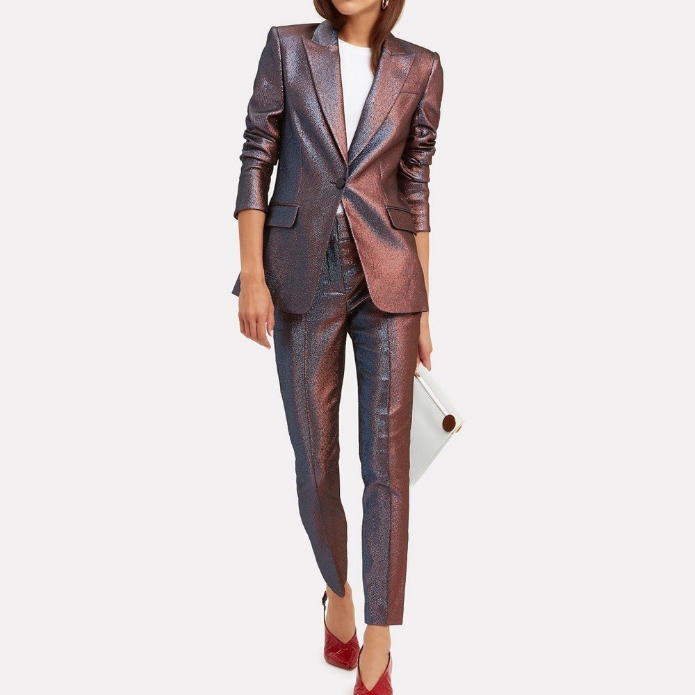 VERONICA BEARD Ashburn Metallic Iridescent Jacket Blazer Sz 0 $650 View 3