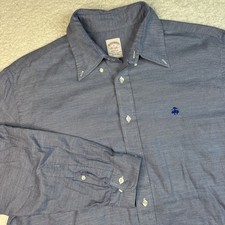 Brooks Brothers Men's Lg Blue Micro Striped Long Sleeve Button Down Madison Fit