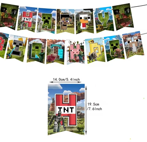 Minecraft Party Decoration New Movie Themed Party Supply for Gamer Fans Backtrop - Picture 2 of 10