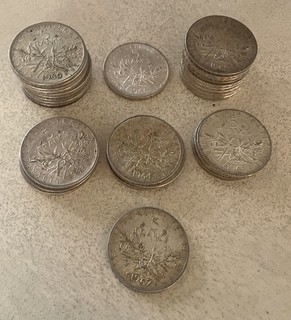 29 pièces argent 5 francs semeuse
