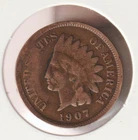 US Rare Old West 1907 Indian Head Penny Coin American Collection Shield Cent USA