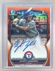 Wyatt Langford 2023 Bowman Chrome Draft Orange Refractor Auto 1st RC 7/25