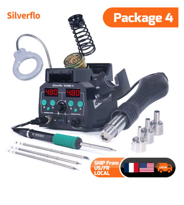 Silverflo 938BD-III Soldering Station Rapid Heating T12 Soldering Iron Hot Air W