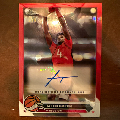 TOPPS CHROME 24 JALEN GREEN AUTO RED REDUCTION 4/5 COLOR MATCH AND JERSEY MATCH