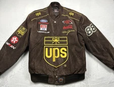 Vintage JH Design UPS Dale Jarrett 88 Racing Mens XL Jacket Leather NASCAR