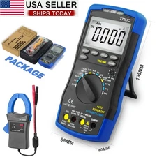 Digital Multimeter TRMS 6000Count Auto Range AC DC Volt Amp Tester Clamp Adapter