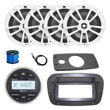 JBL Marine Radio, Spa Bezel, Adapter, Antenna, 4x 6.5" 180W White Speaker w/Wire