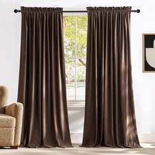 NICETOWN Brown Velvet Blackout Curtains 96 inches Long, Room Darkening Home D...
