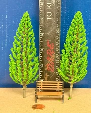 Park Bench w/Trees Miniature 1:30 scale Diorama L@@K  see new trees 6''H!