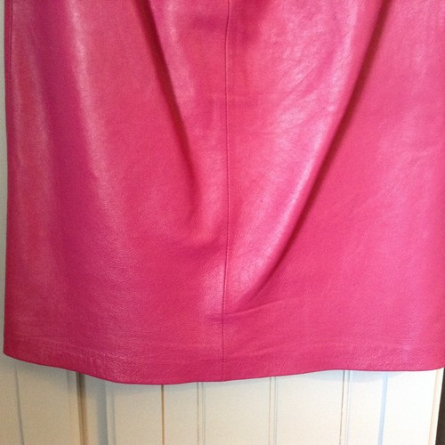 Ladies Pink 100% LEATHER Skirt Size 10 - Picture 11 of 15
