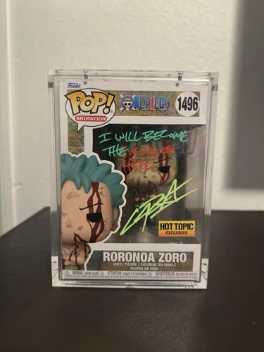Funko Pop! One Piece Zoro #1496 Signed By Chris Sabat Hot Topic Prime Armor