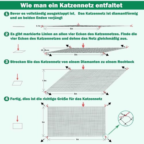 Tatamyya Rete per Gatti per Balcone, Rete per Gatti Filo Rinforzato 8x3m, Rete per Balcone i... - Foto 6 di 8
