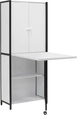 Folding Craft Armoire 58.75″ Tall Multipurpose Workstation with Drop-Leaf Table 