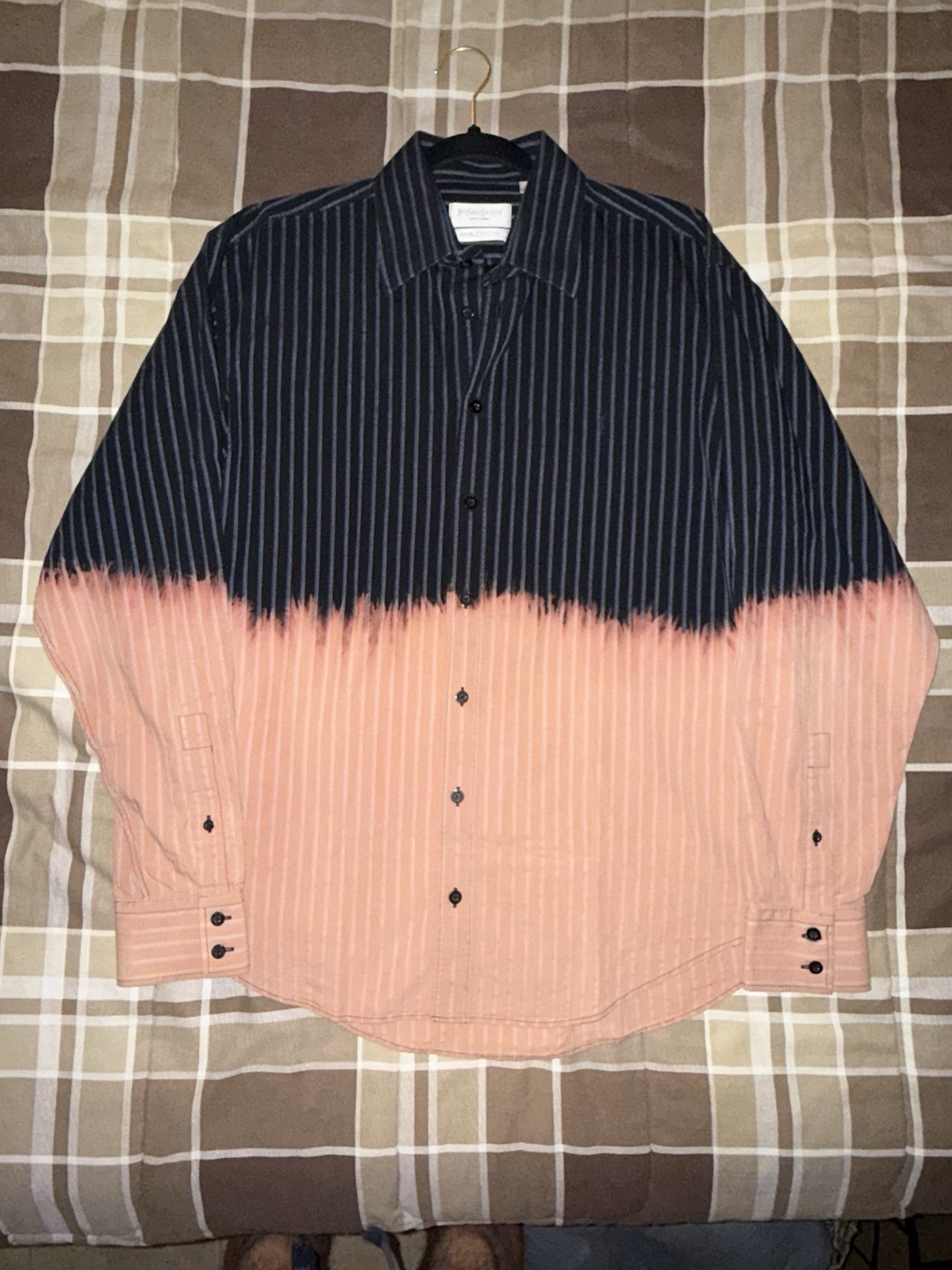 Camicia Abito Vintage Yves Saint Laurent Bottoni Taglia Large Personalizzata Candeggina