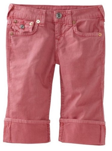 $97 NUEVOS Pantalones Cortos Capri True Religion Jeans Niños Grandes EE. UU. 7 Niñas Rosa - Imagen 2 de 4