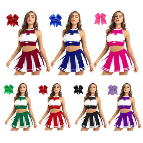 Womens Uniform Cheer Leader Cheerleading Adult Costume Cosplay Headwear AU - Picture 2 of 62
