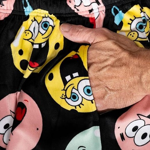 Damen Spongebob Patrick Thaddäus Weihnachtsschmuck Kugeln schwarz Lounge Hose - Bild 11 von 12